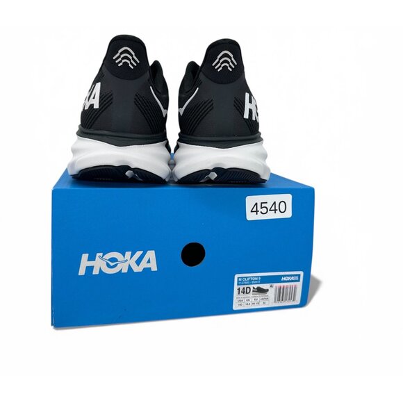 HOKA Clifton 9 Supportive Running Shoes Black White Cushioned Trainers Men’s 14 - Picture 4 of 13